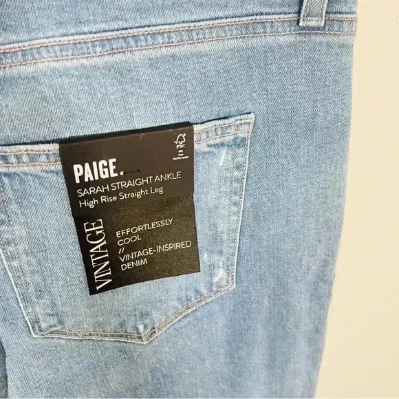 NWT PAIGE Denim Sarah Straight Leg Ankle Jeans Vintage Undone Riya Distressed - Picture 6 of 11